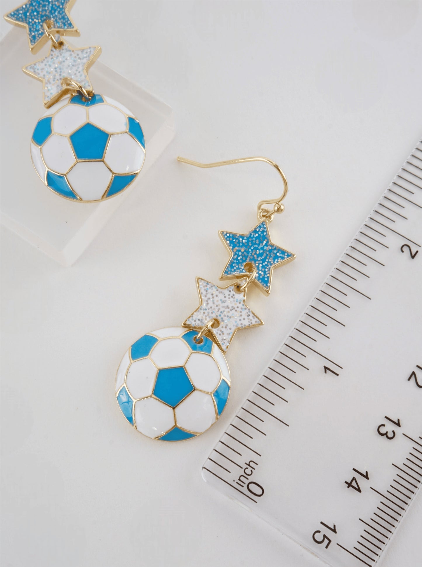 Enameled Star Sports Dangle Earrings