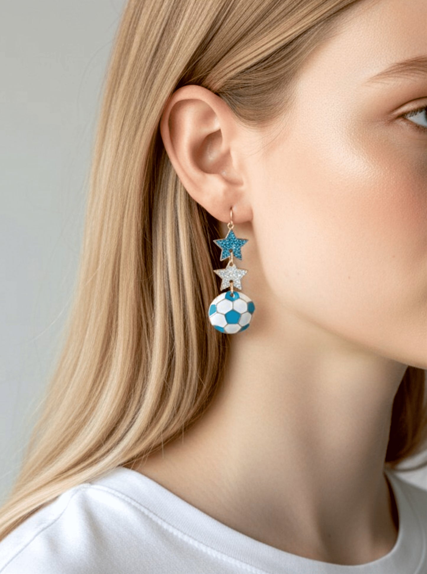 Enameled Star Sports Dangle Earrings