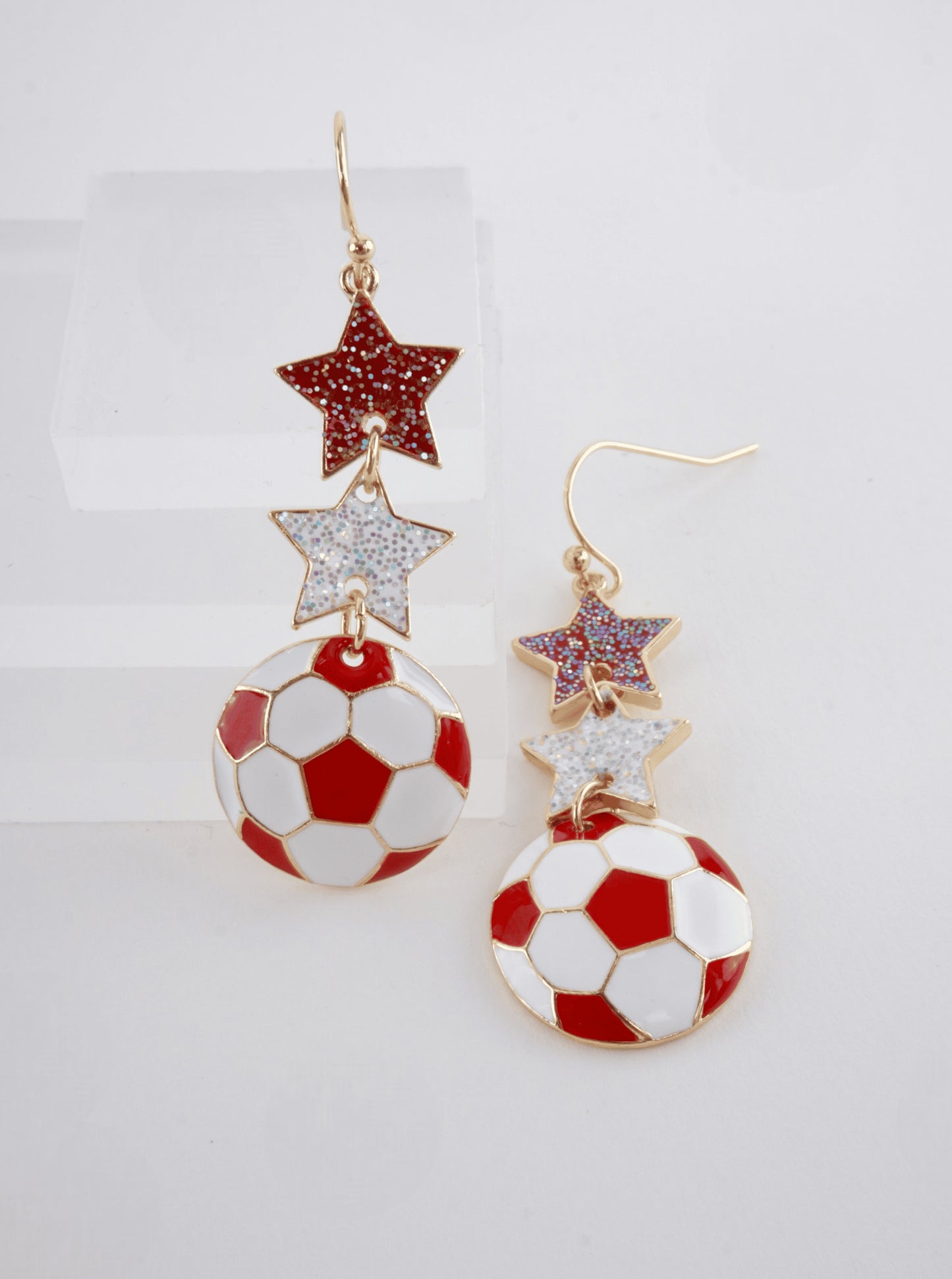 Enameled Star Sports Dangle Earrings