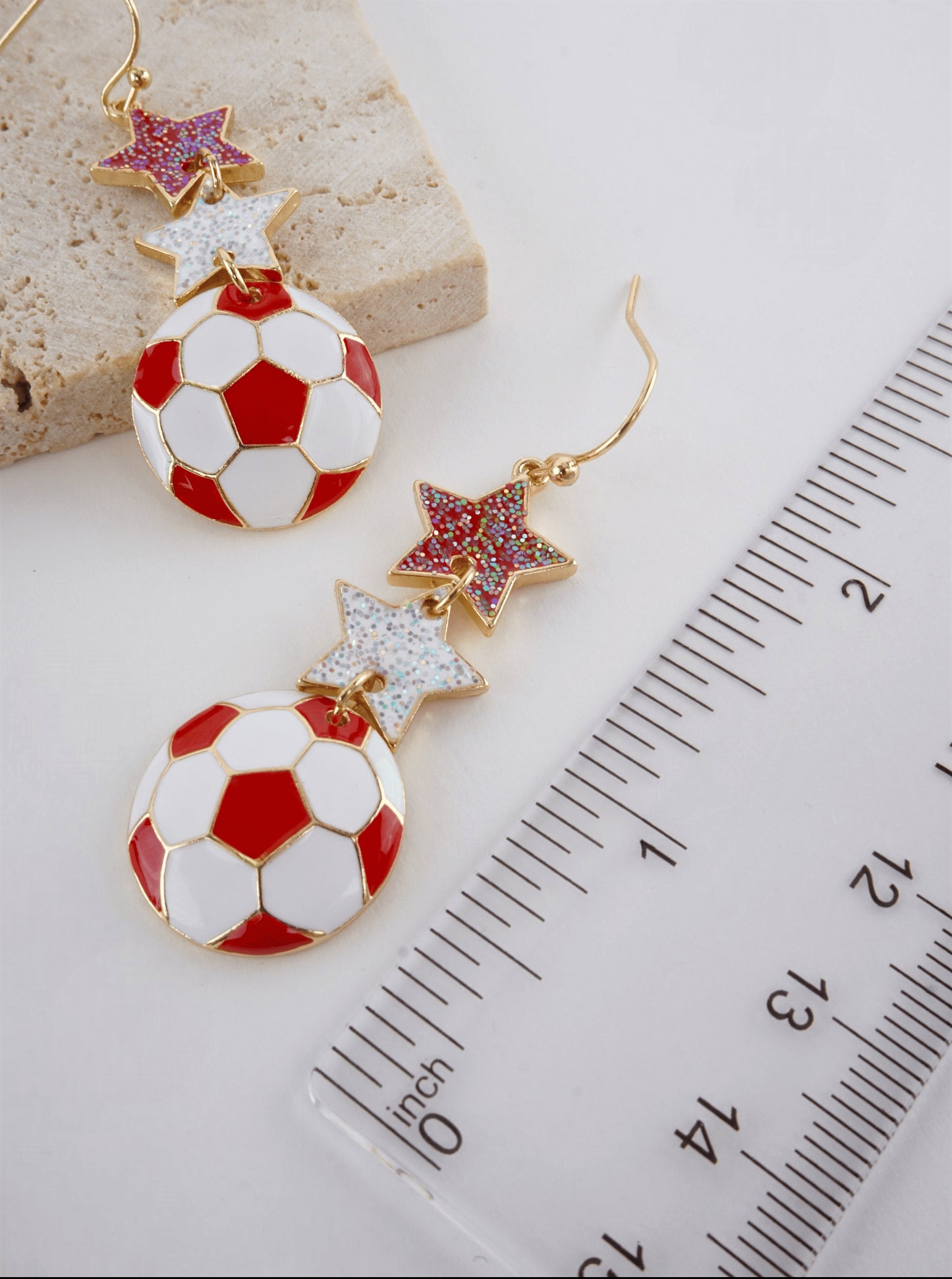 Enameled Star Sports Dangle Earrings