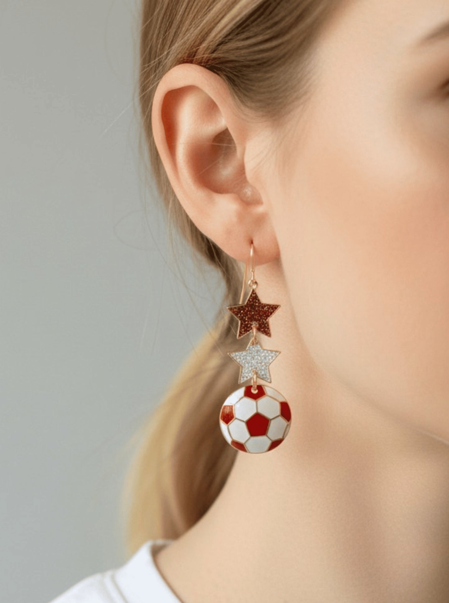 Enameled Star Sports Dangle Earrings