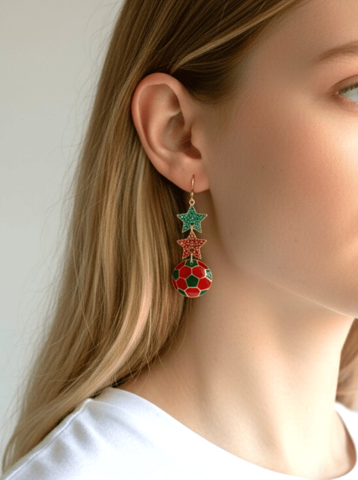 Enameled Star Sports Dangle Earrings