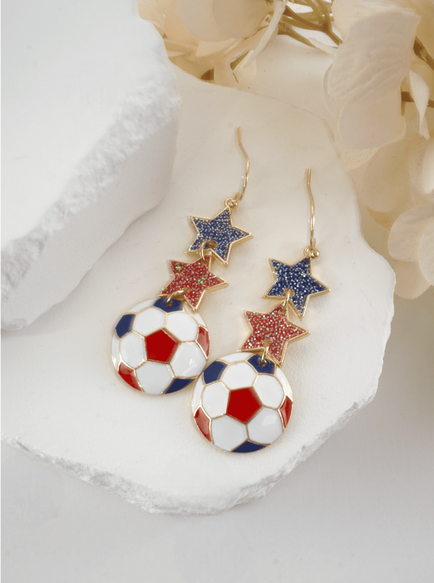 Enameled Star Sports Dangle Earrings
