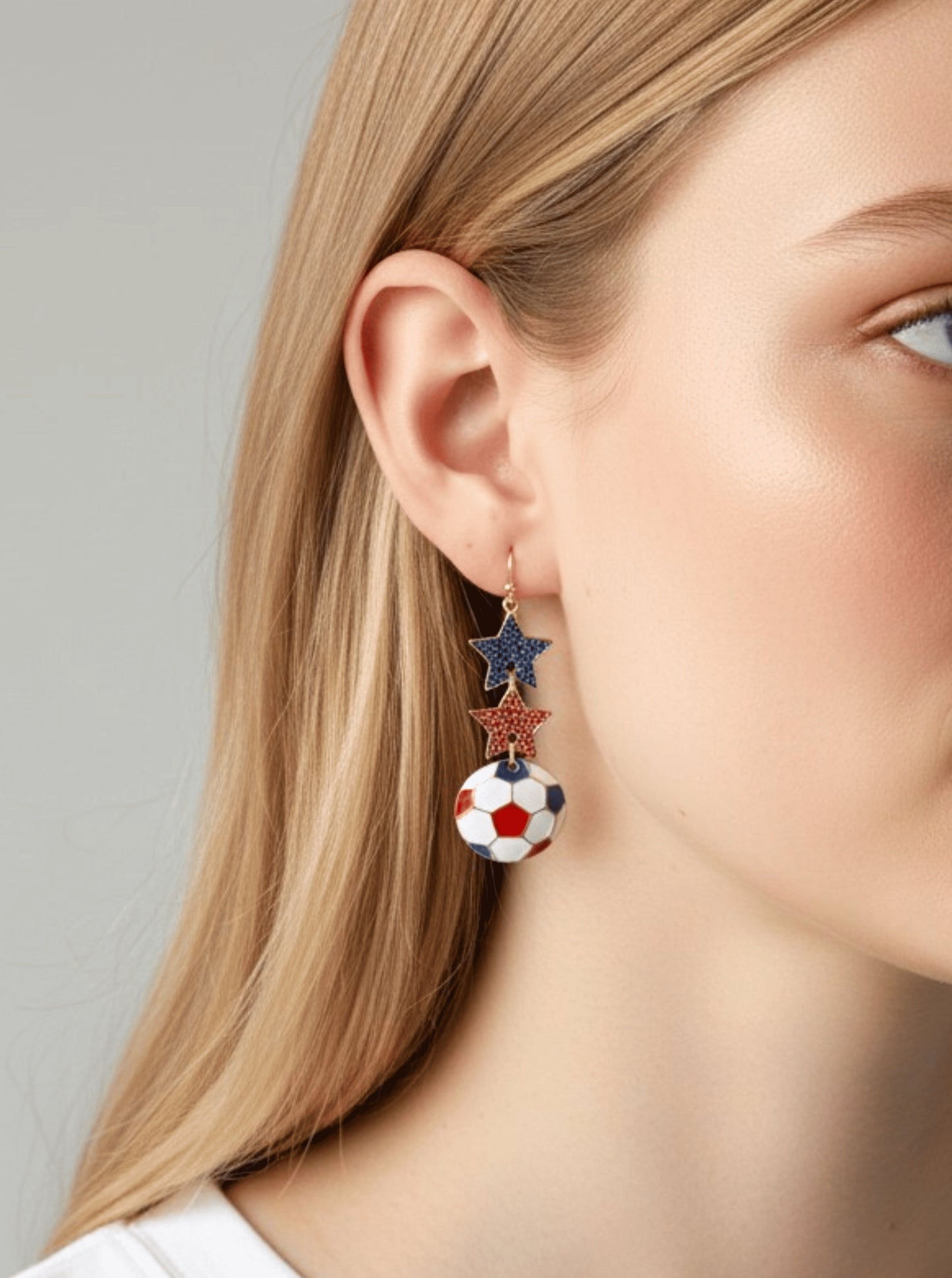 Enameled Star Sports Dangle Earrings