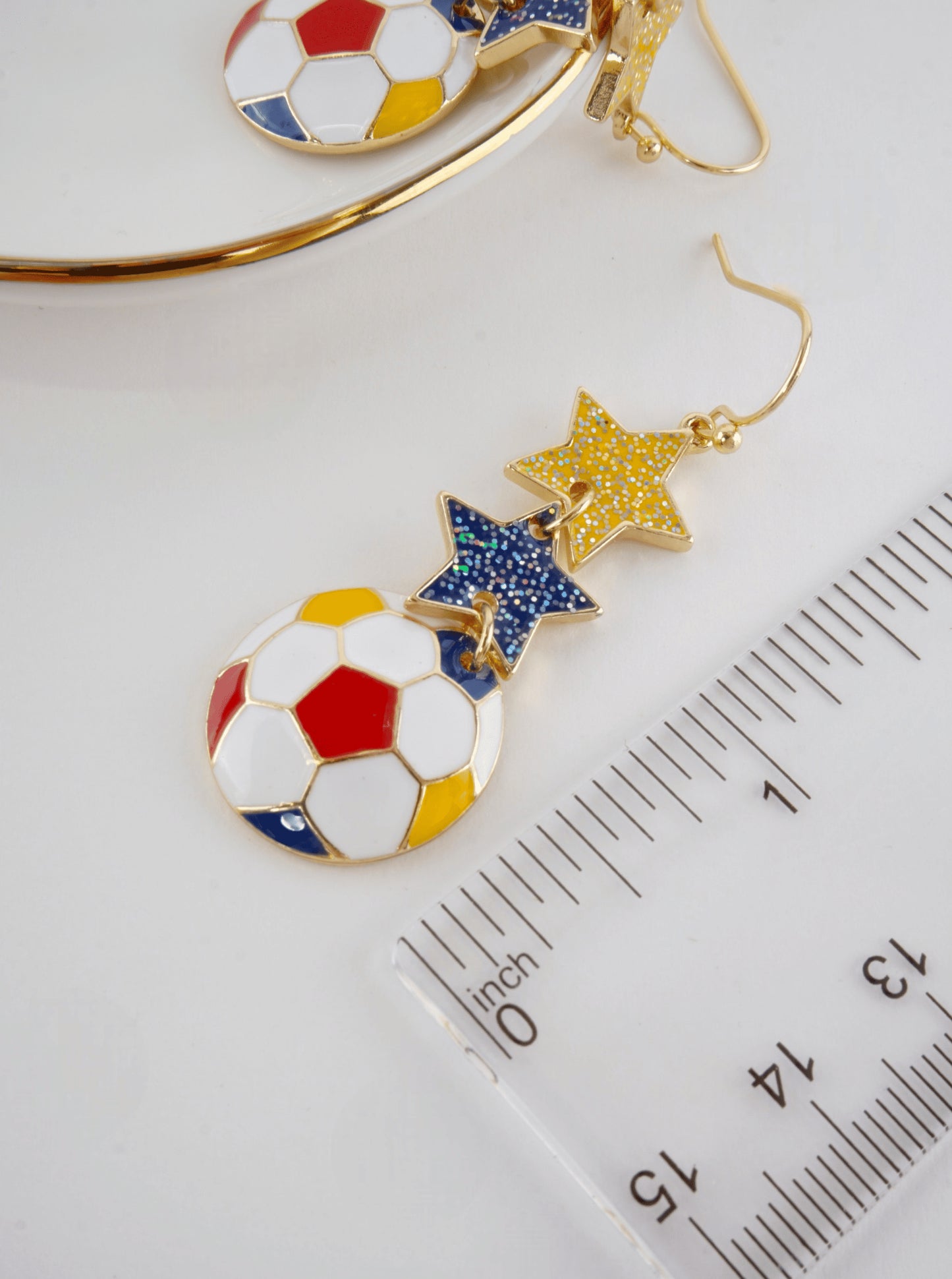 Enameled Star Sports Dangle Earrings