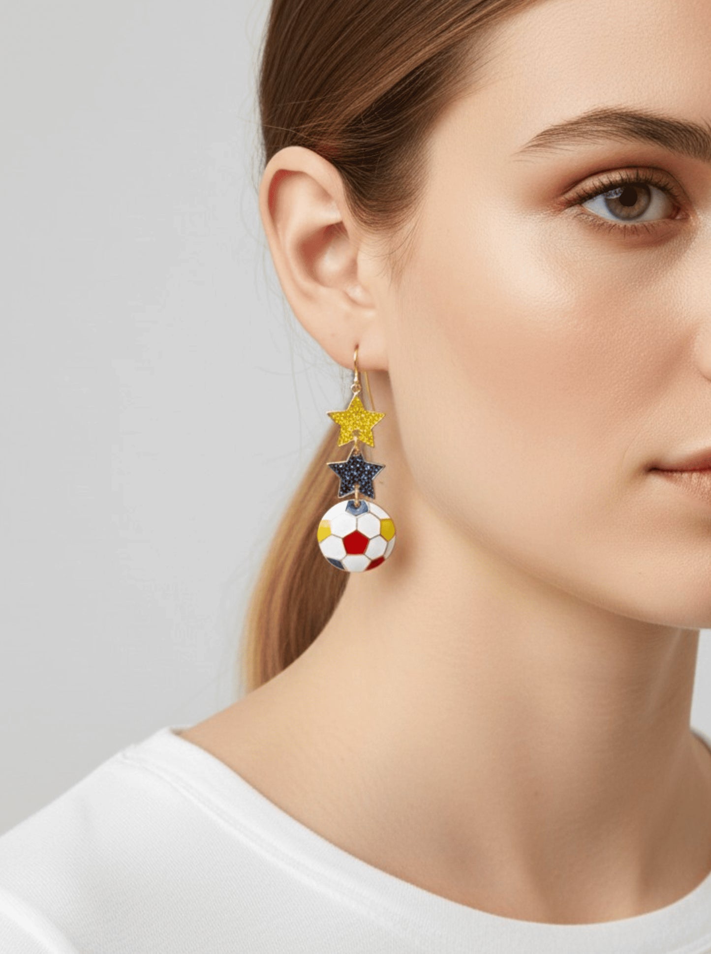 Enameled Star Sports Dangle Earrings