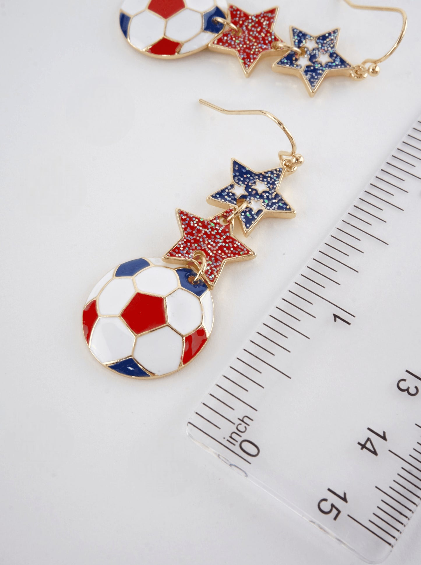 Enameled Star Sports Dangle Earrings
