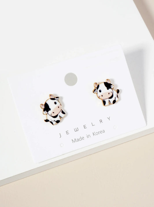 Epoxy Baby Cow Stud Earrings