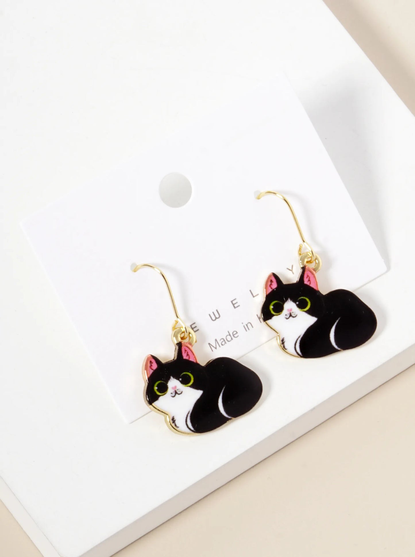 Epoxy Cat Loafing Dangle Drop Earrings
