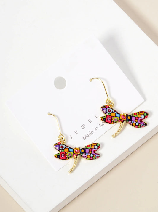 Epoxy Dragonfly Dangle Drop Earrings