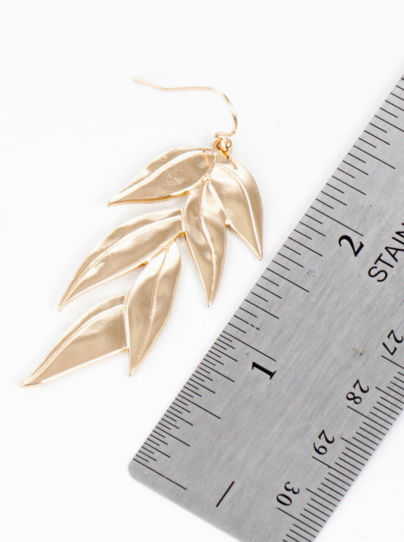 Eucalyptus Leaves Metal Dangle Drop Earrings