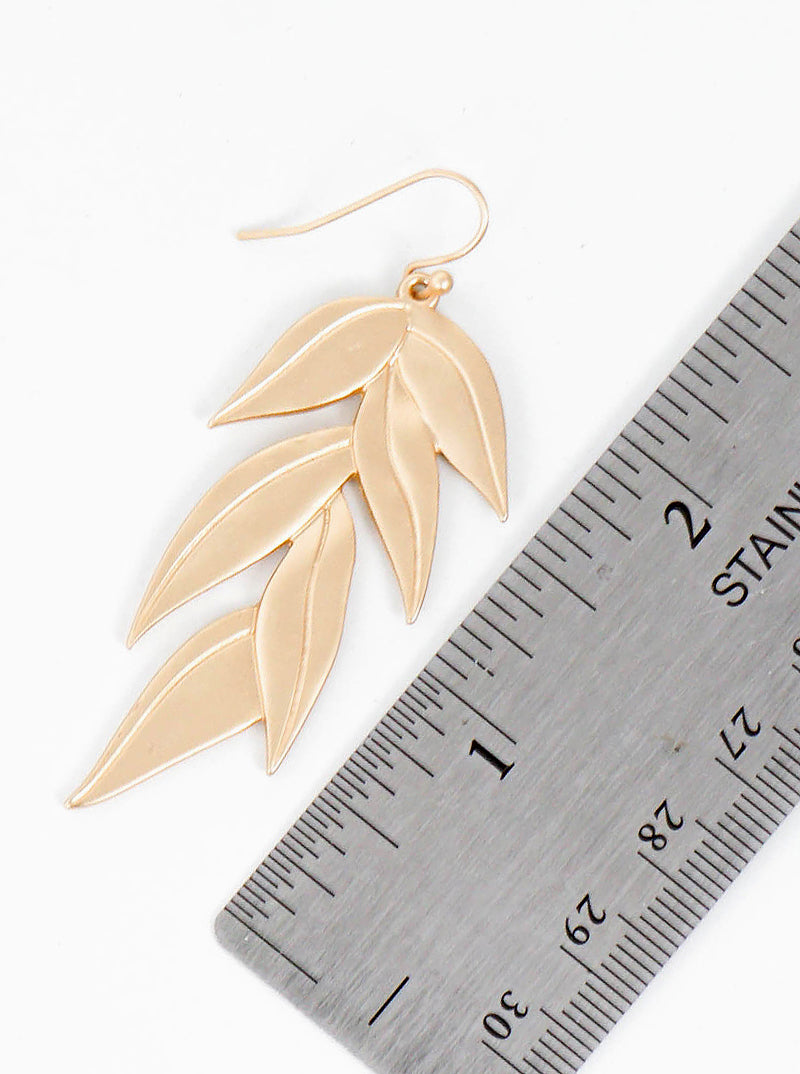 Eucalyptus Leaves Metal Dangle Drop Earrings