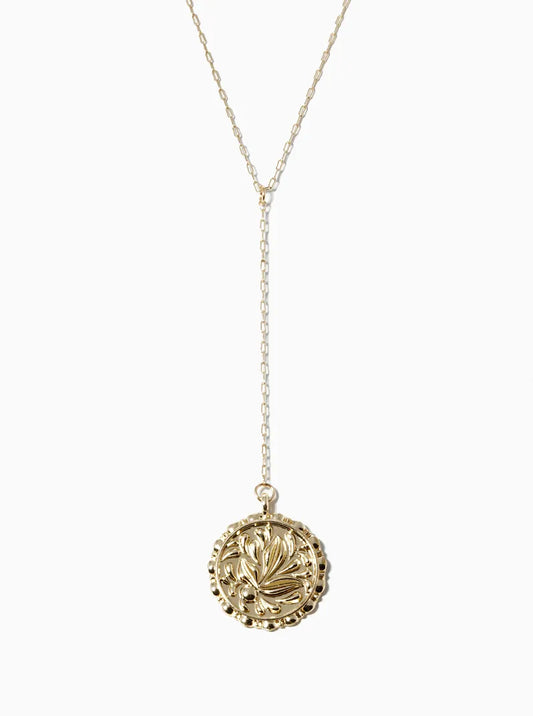 European Coin Pendant 16 Inch Lariat Necklace