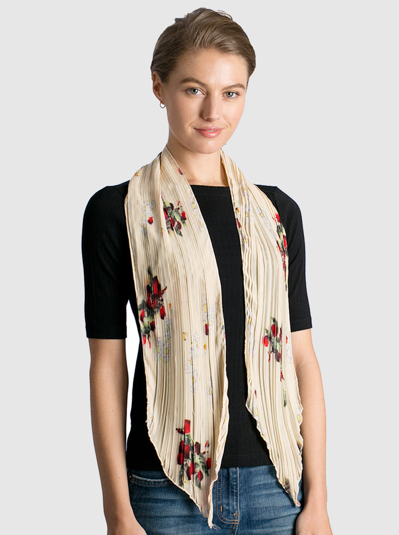 FLORAL FLOWER PRINT SKINNY NECK SCARF