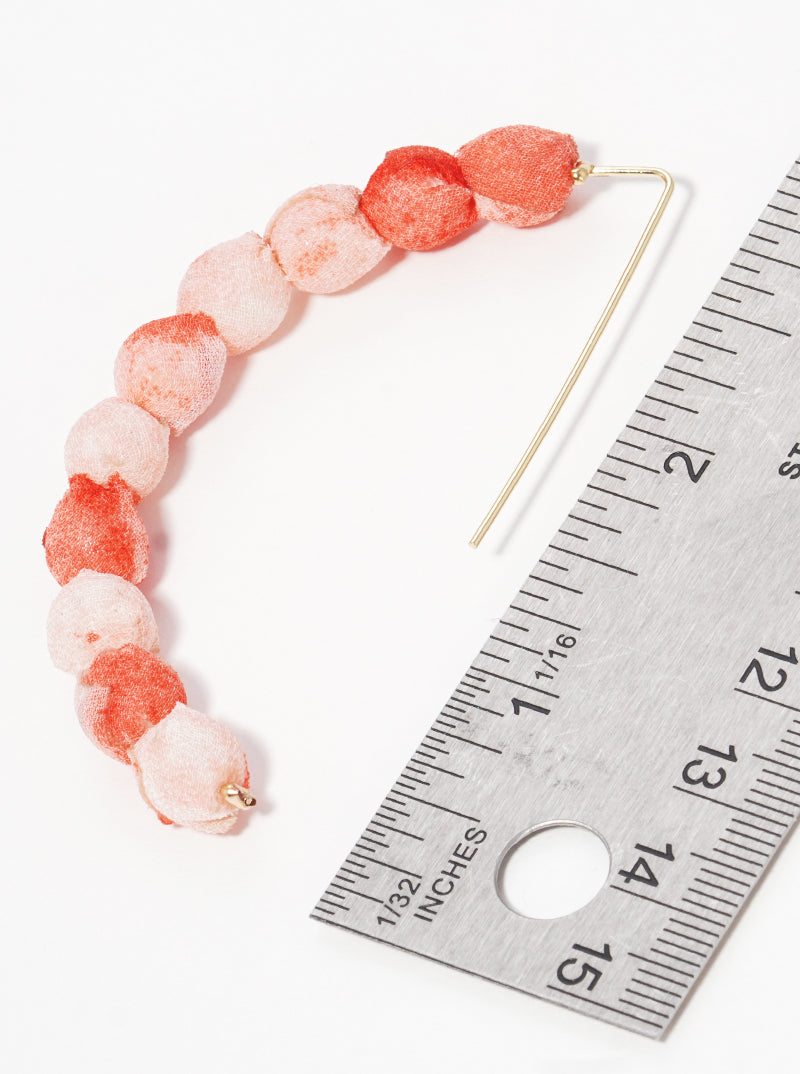 Fabric Wrapped Bead Hooked On Wire Hoop Earrings