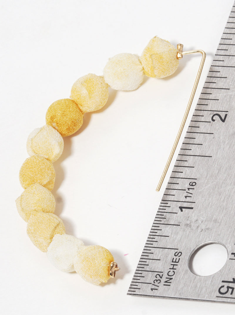 Fabric Wrapped Bead Hooked On Wire Hoop Earrings