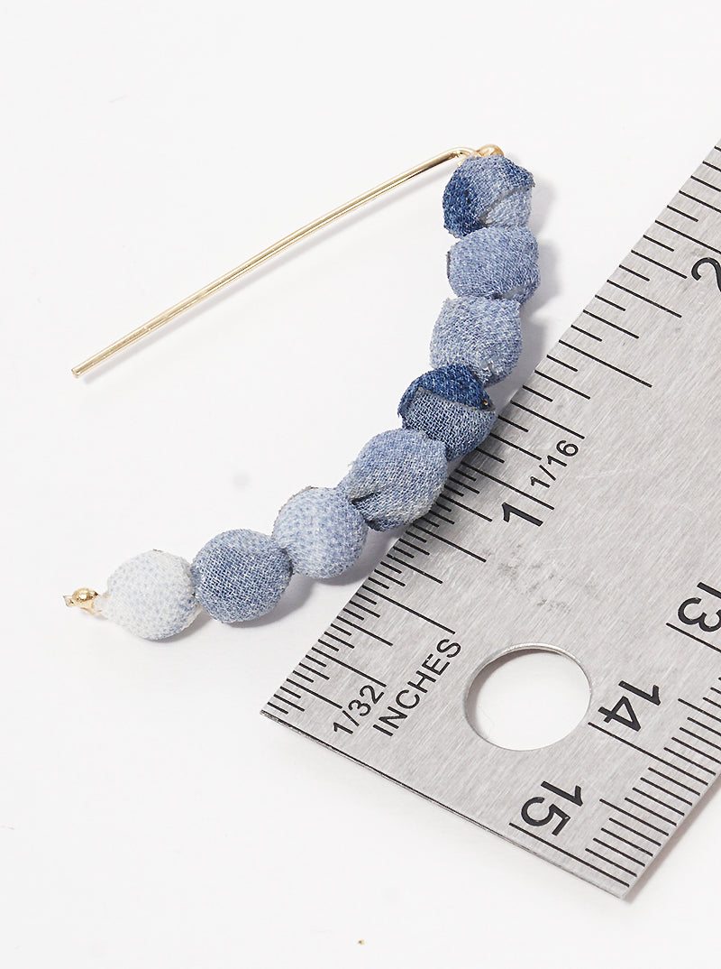 Fabric Wrapped Bead Hooked On Wire Hoop Earrings