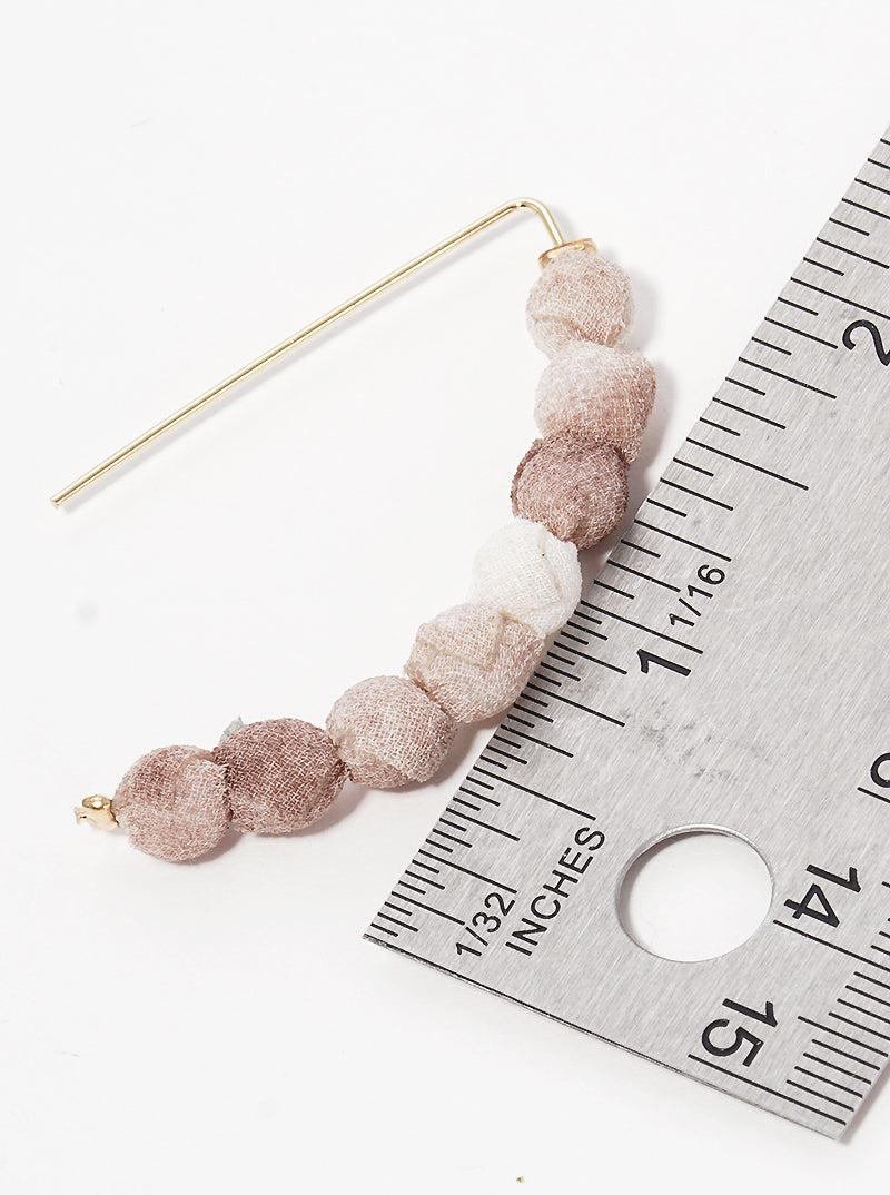Fabric Wrapped Bead Hooked On Wire Hoop Earrings