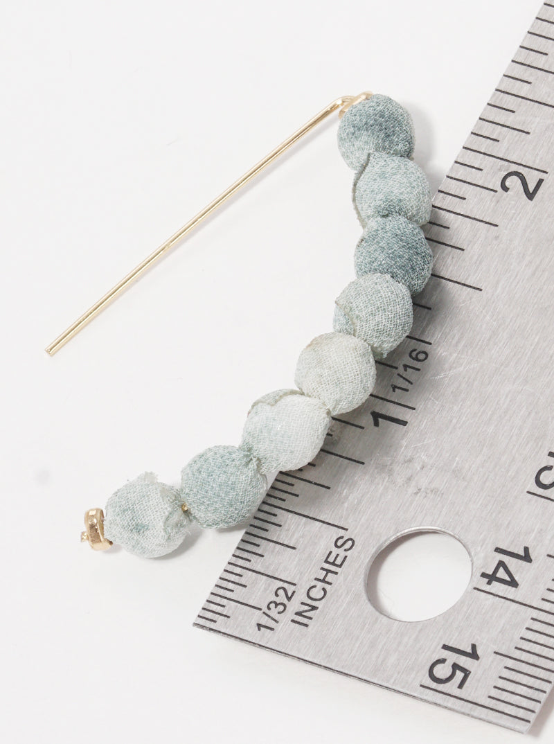 Fabric Wrapped Bead Hooked On Wire Hoop Earrings