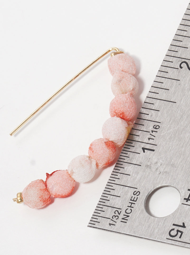 Fabric Wrapped Bead Hooked On Wire Hoop Earrings