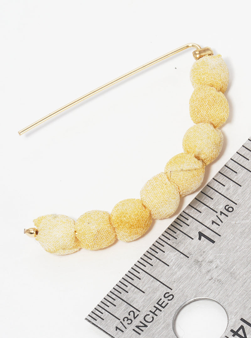 Fabric Wrapped Bead Hooked On Wire Hoop Earrings