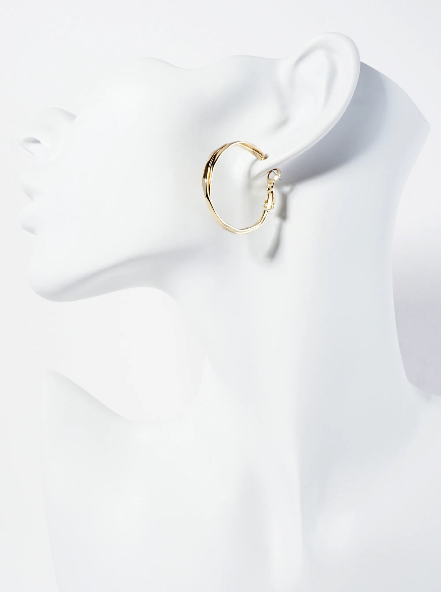 Faceted 30mm 14K-Gold-Dipped Layered Latch-Back Hoop Earrings