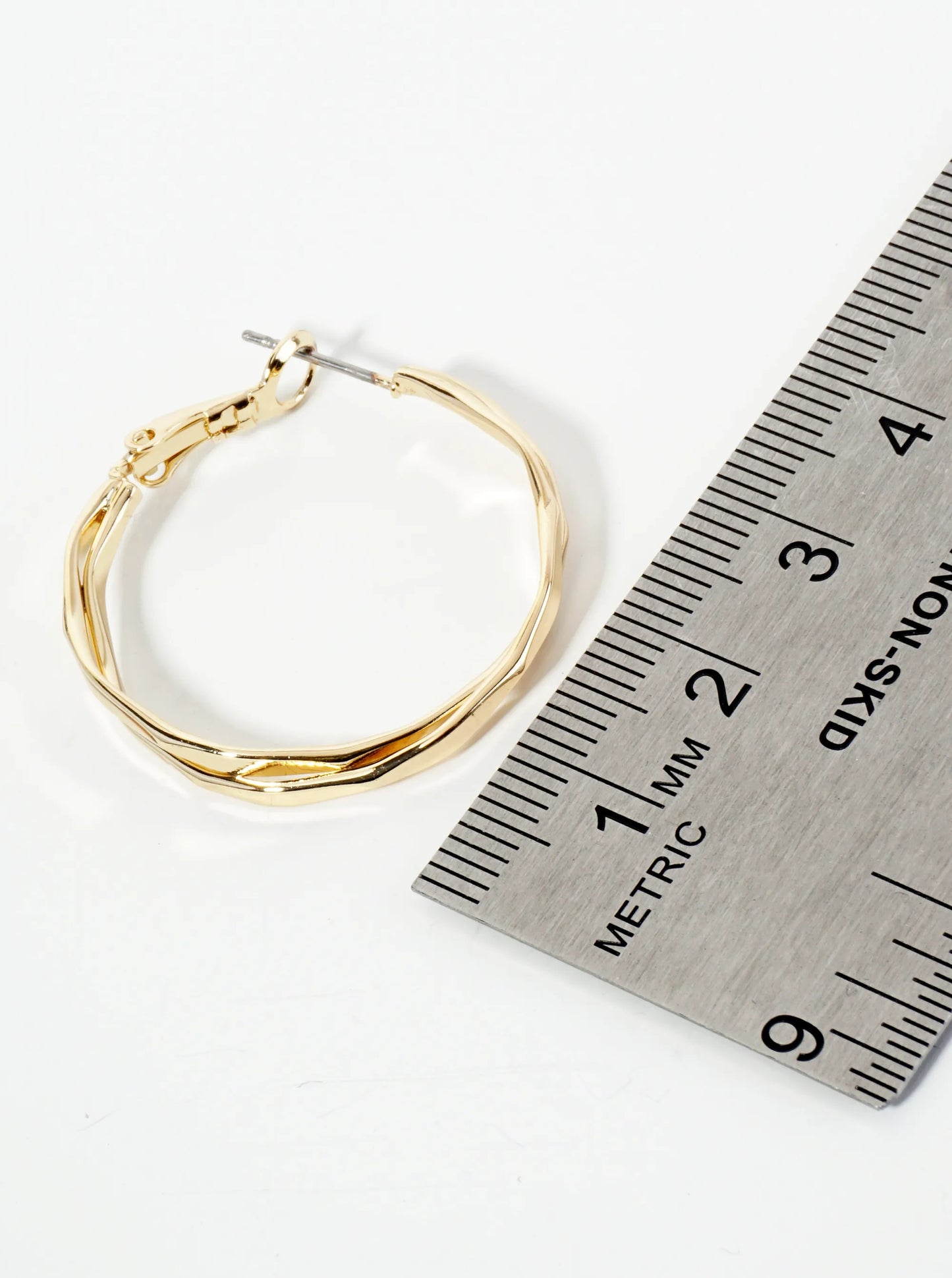 Faceted 30mm 14K-Gold-Dipped Layered Latch-Back Hoop Earrings