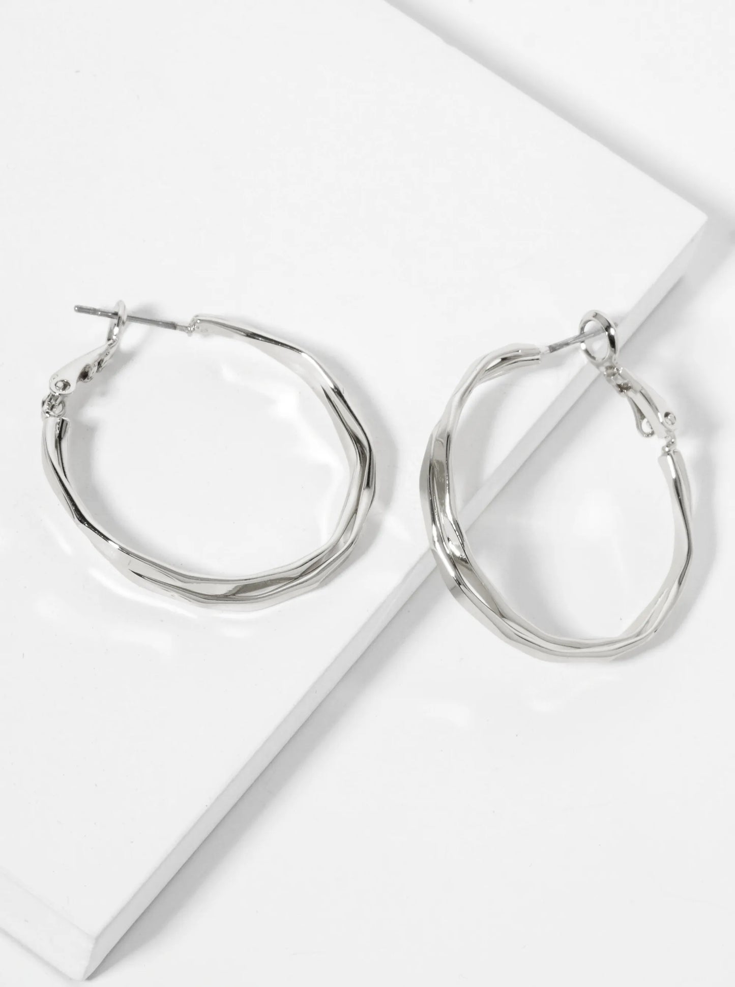 Faceted 30mm 14K-Gold-Dipped Layered Latch-Back Hoop Earrings