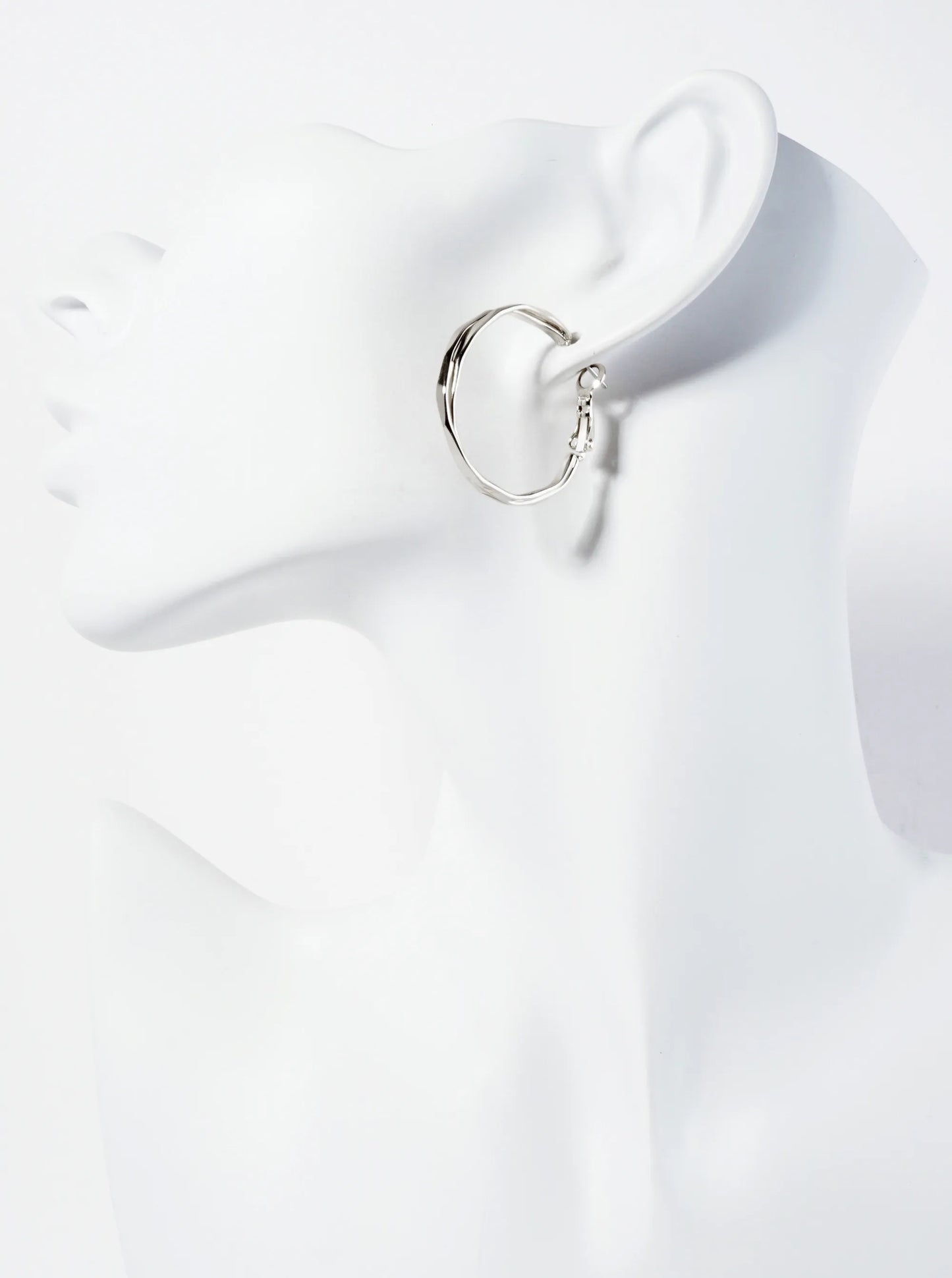 Faceted 30mm 14K-Gold-Dipped Layered Latch-Back Hoop Earrings