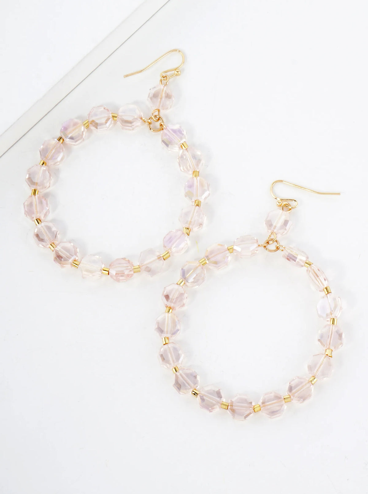 Faceted 8mm Octagon Glass-Beaded Circle Drop Statement Earrings