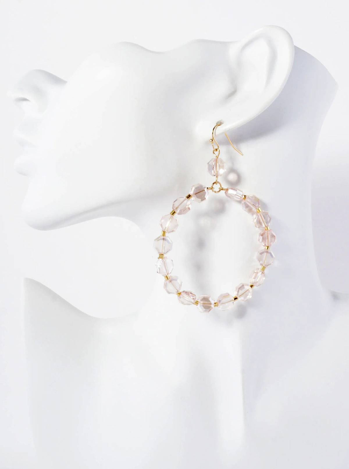 Faceted 8mm Octagon Glass-Beaded Circle Drop Statement Earrings