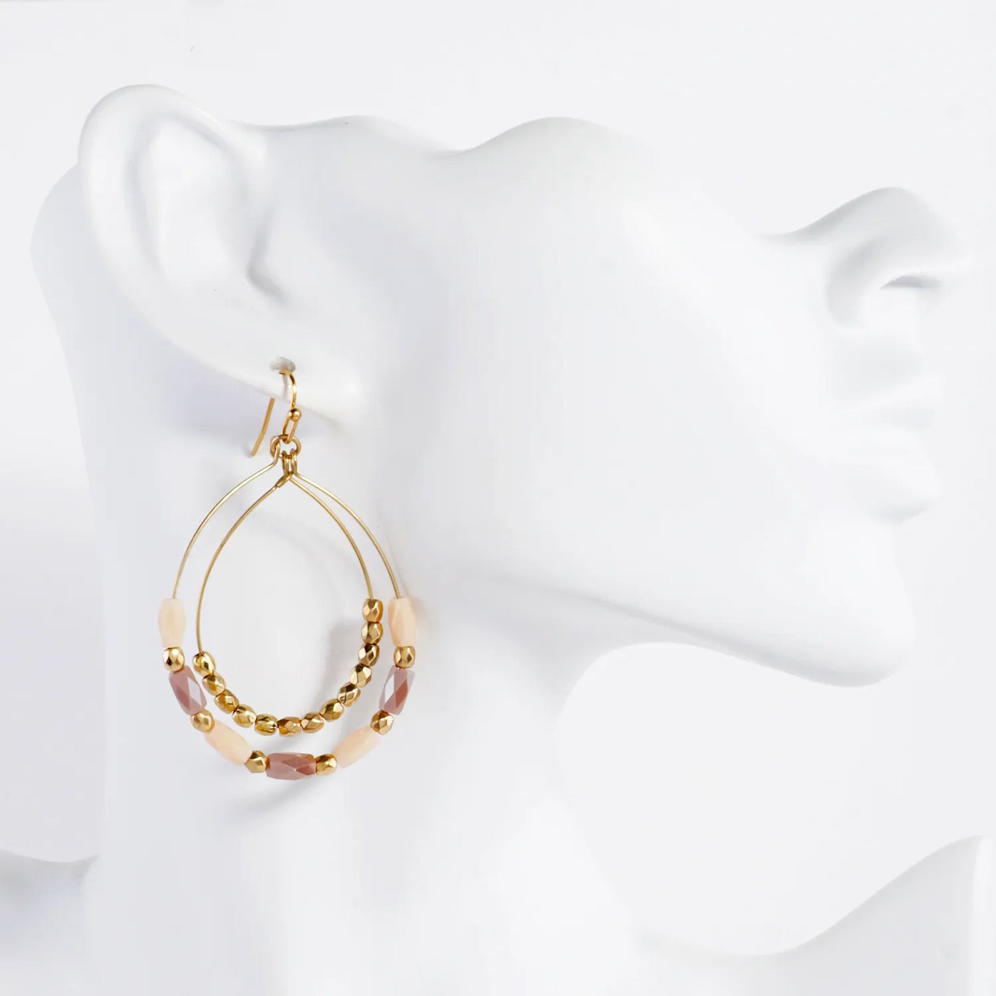 Faceted Beaded Layered Double Teardrop Dangle Earrings
