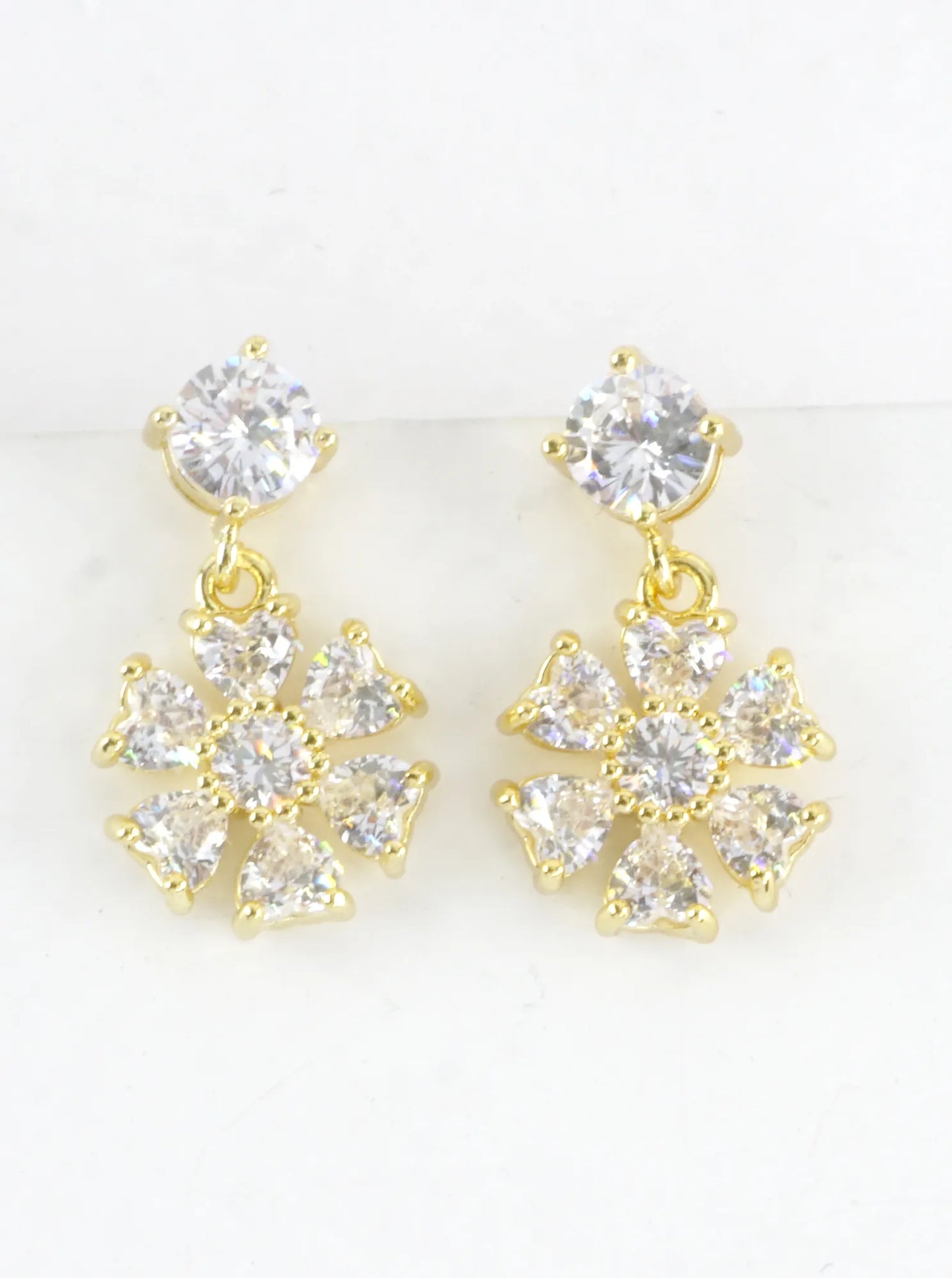Faceted Cubic Zirconia Cluster Flower Drop Earring