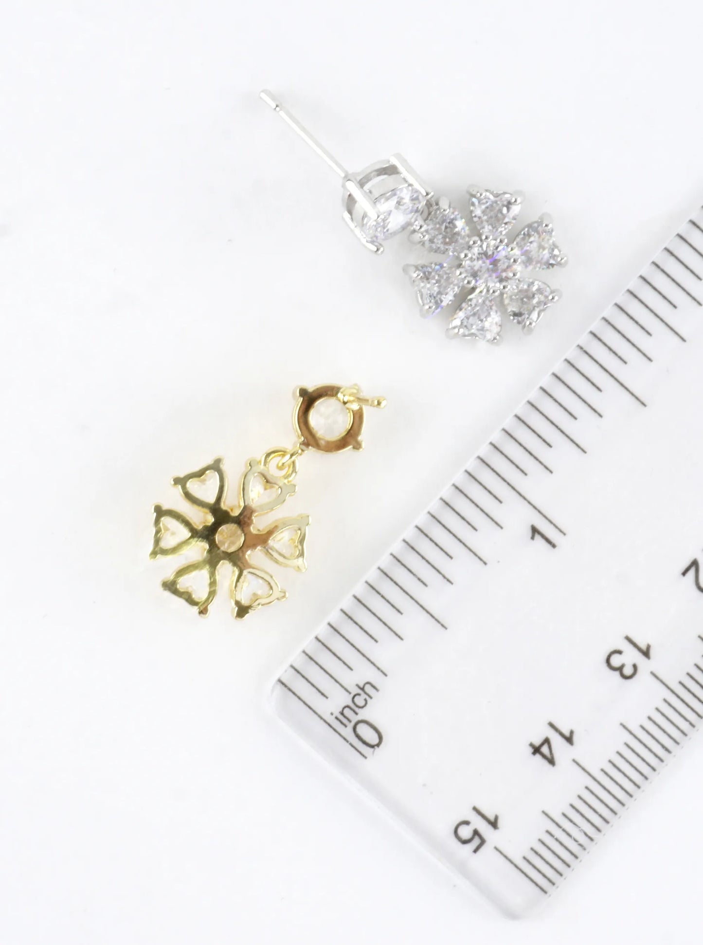 Faceted Cubic Zirconia Cluster Flower Drop Earring