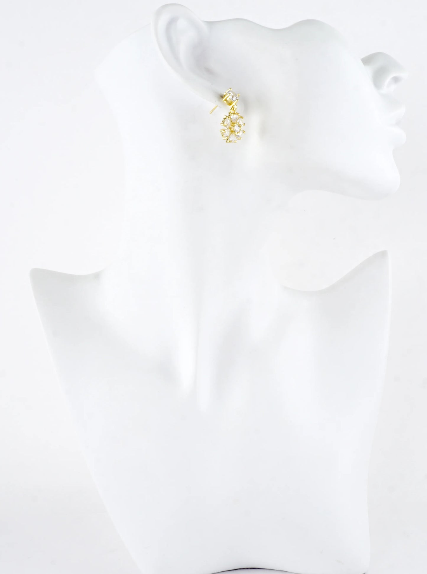 Faceted Cubic Zirconia Cluster Flower Drop Earring