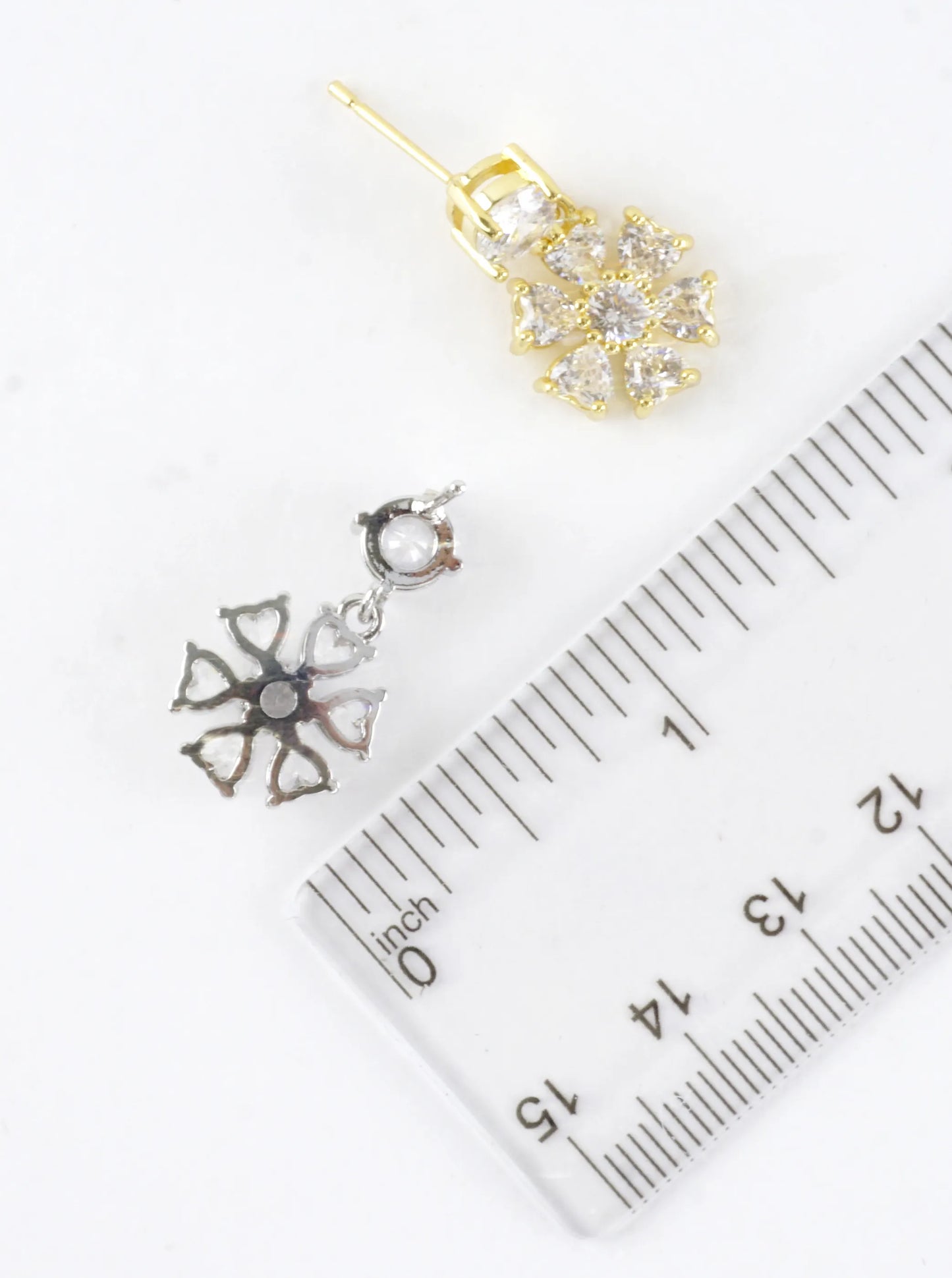 Faceted Cubic Zirconia Cluster Flower Drop Earring