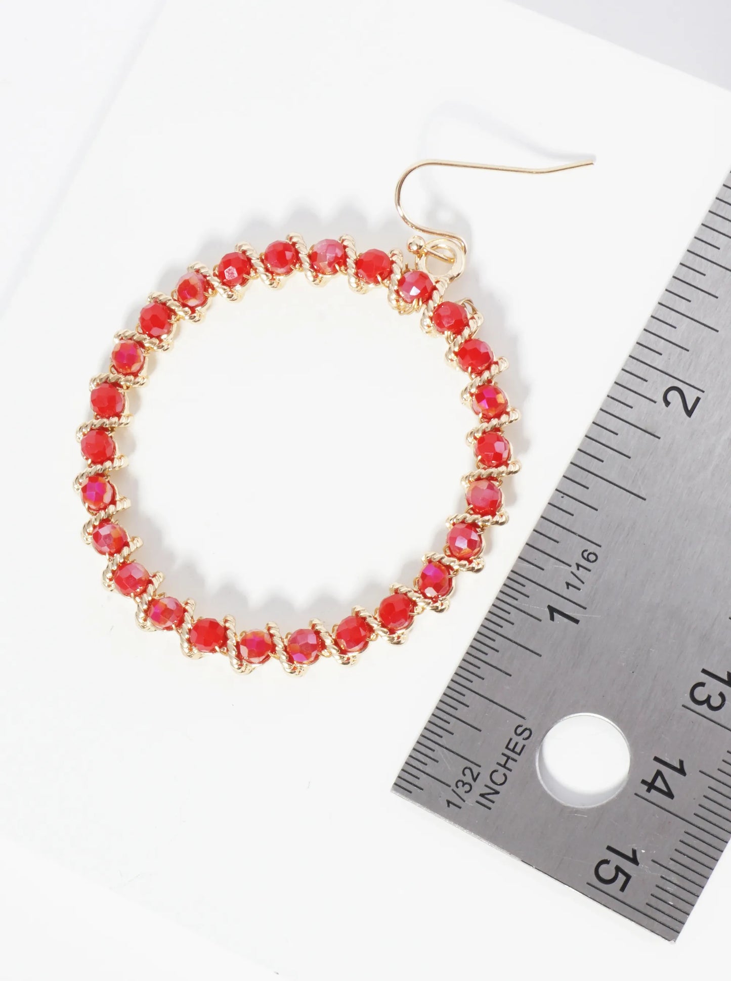 Faceted Glass Beaded 2 Inch Circle Drop Earrings