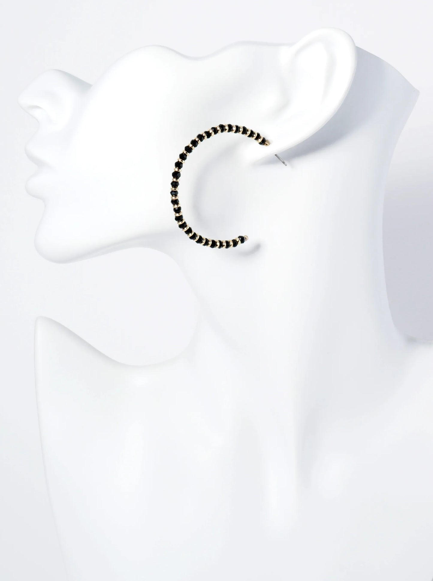 Faceted Glass Beaded 40mm Lightweight Open Hoop Earrings