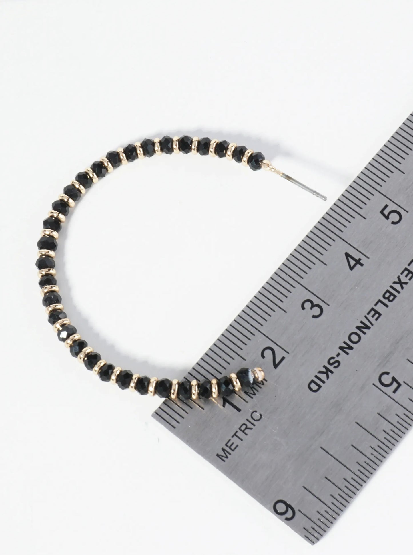 Faceted Glass Beaded 40mm Lightweight Open Hoop Earrings