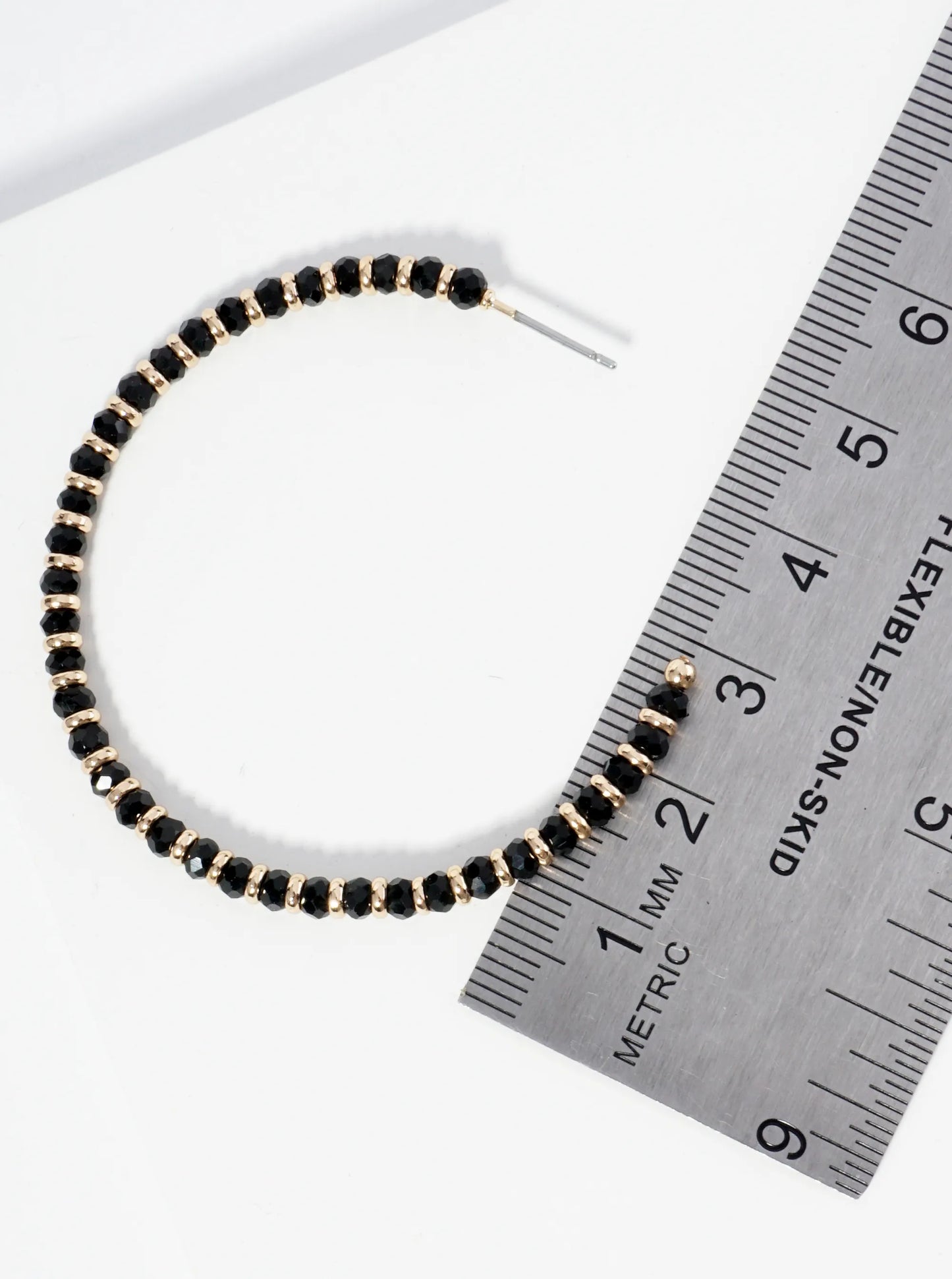 Faceted Glass Beaded 50mm Lightweight Open Hoop Earrings