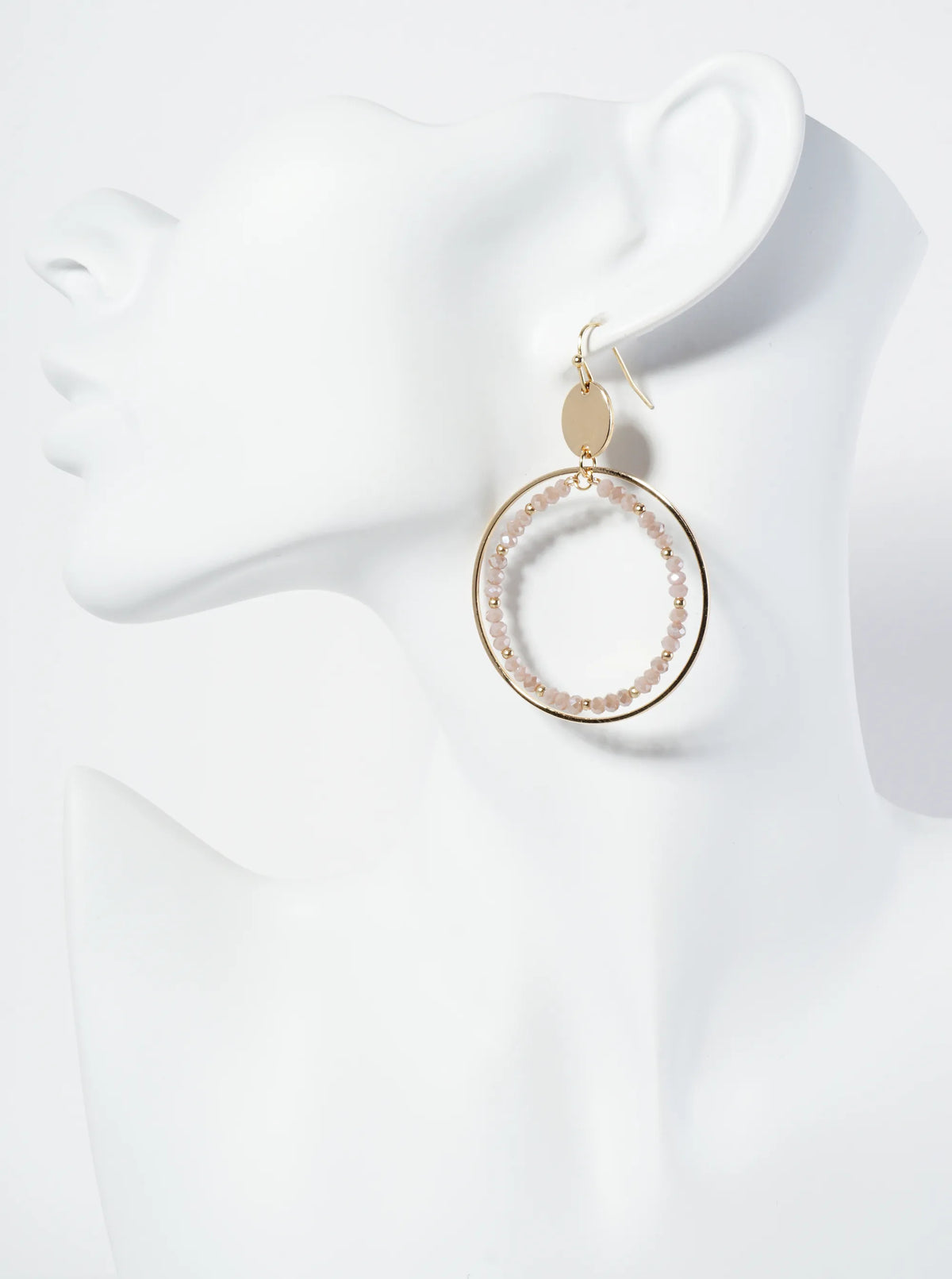 Faceted Glass Beaded Double Wire Circle Dangle Earrings