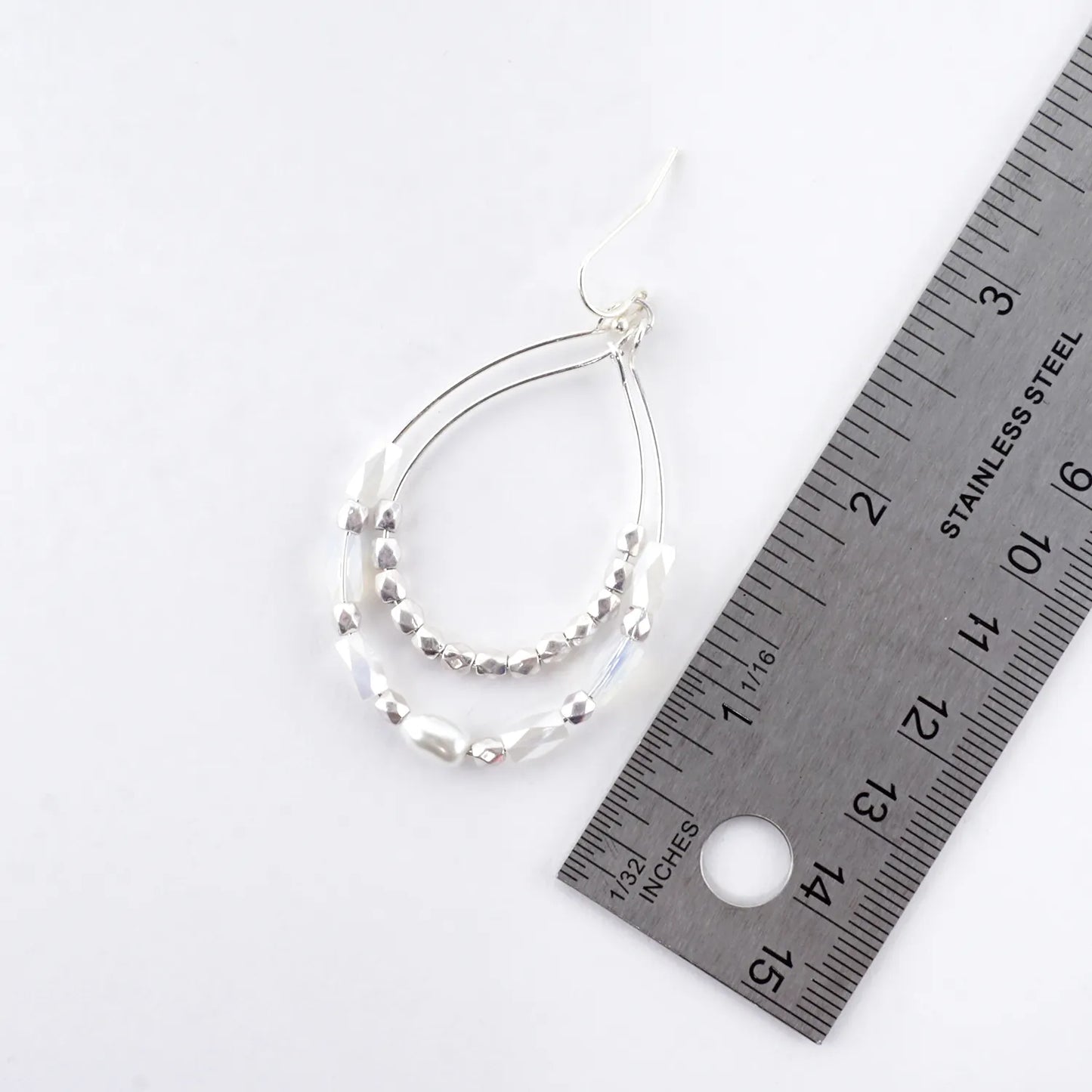 Faceted Glass Beaded Double Wire Teardrop Earrings