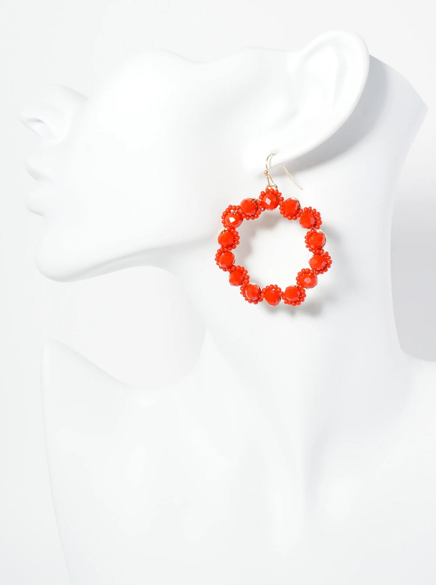 Faceted Glass Beaded Round Dangle Drop Earrings