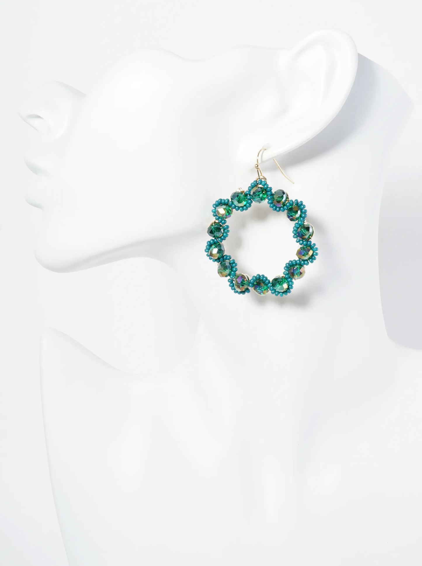 Faceted Glass Beaded Round Dangle Drop Earrings