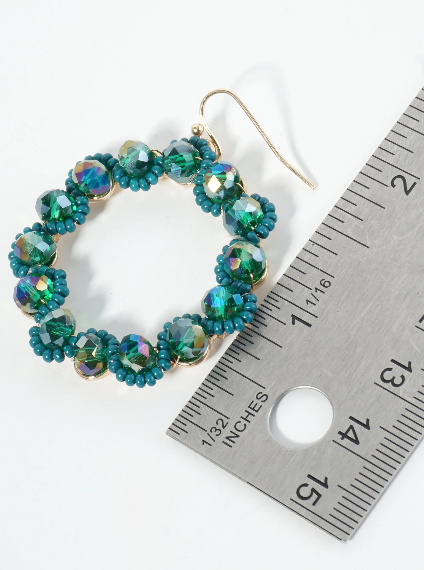 Faceted Glass Beaded Round Dangle Drop Earrings