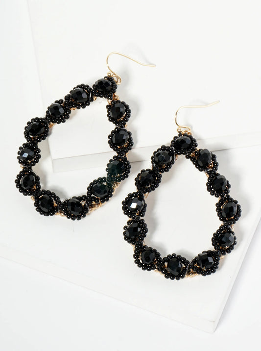 Faceted Glass Beaded Teardrop Dangle Drop Earrings