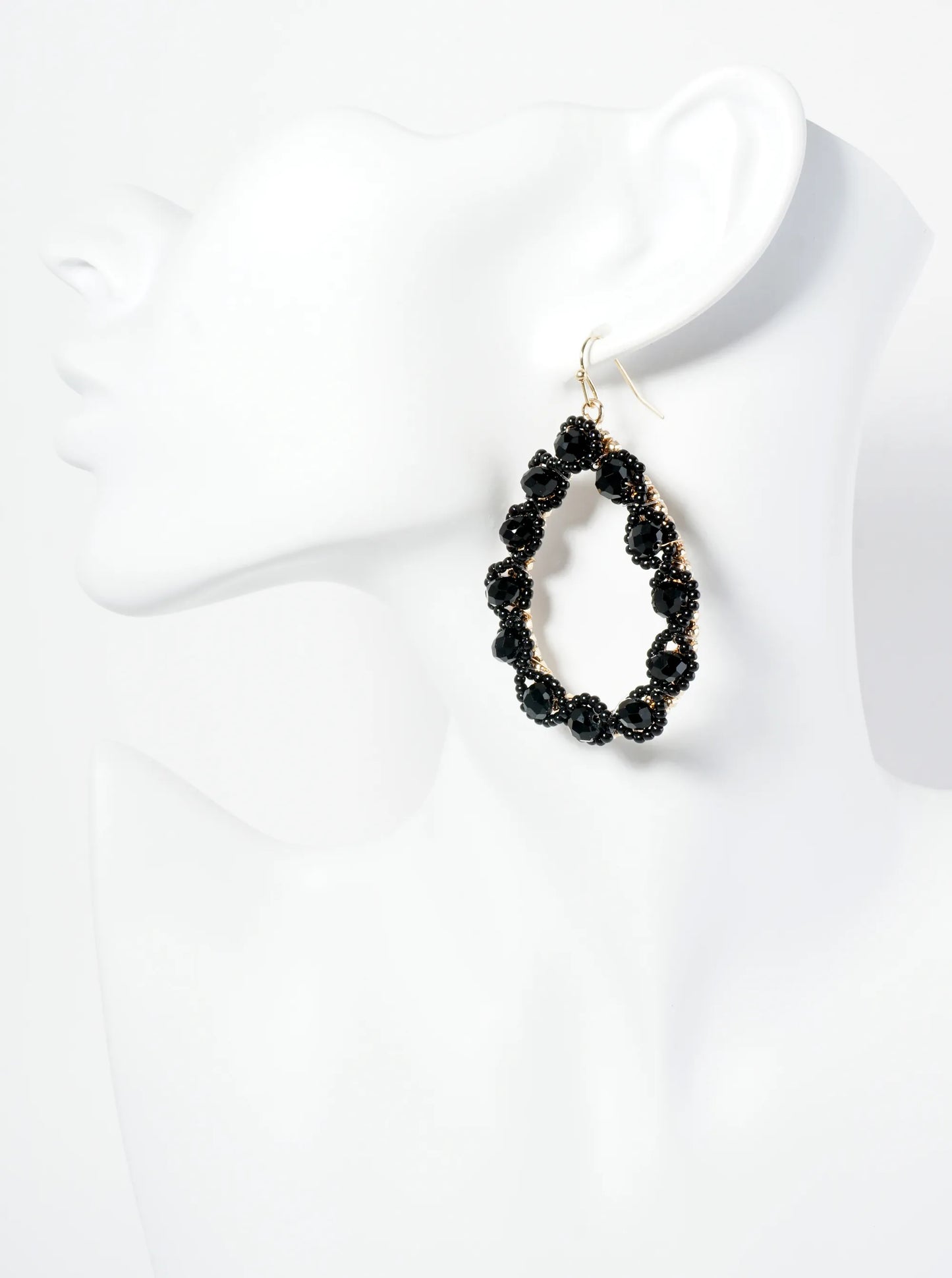 Faceted Glass Beaded Teardrop Dangle Drop Earrings
