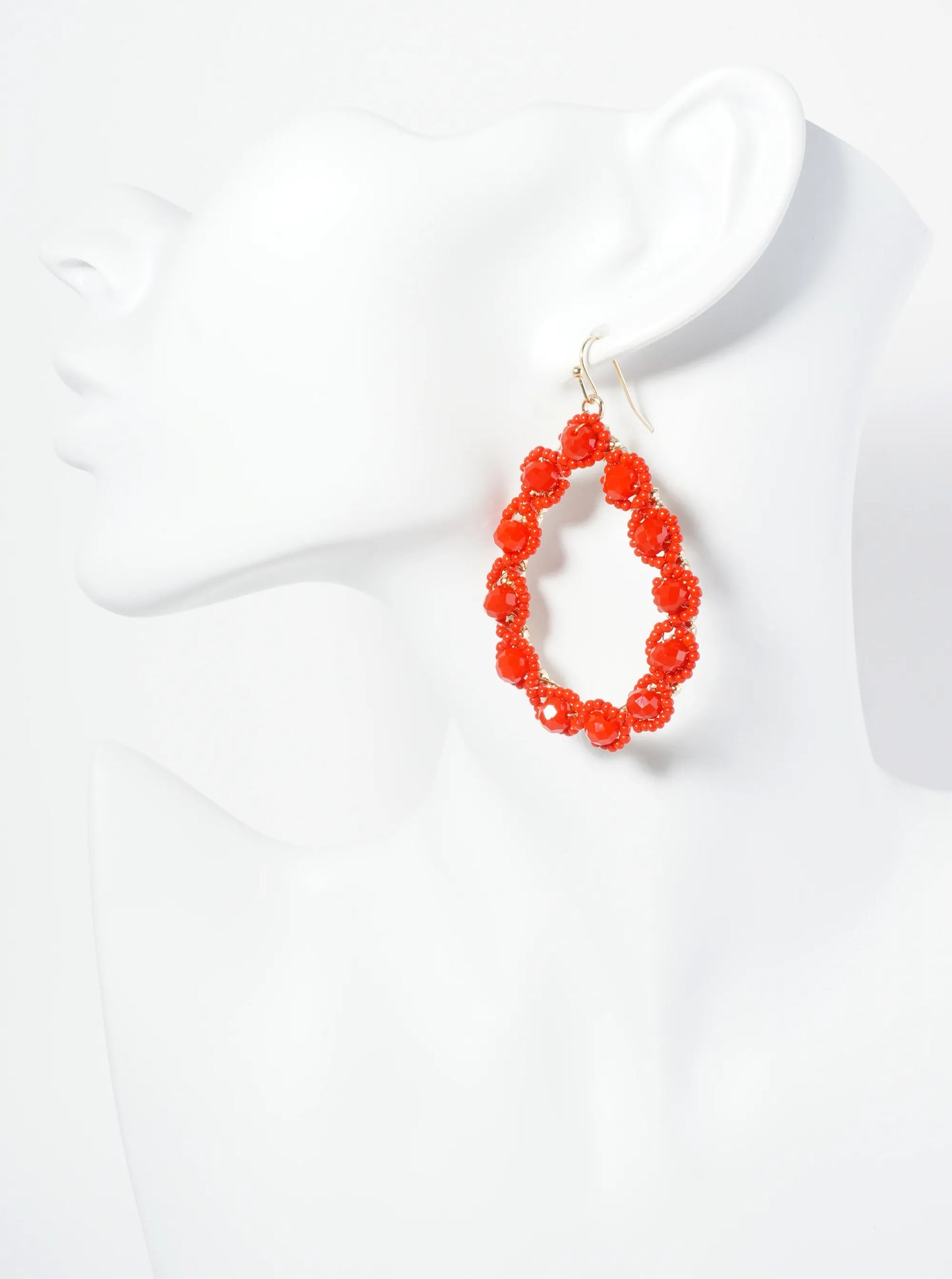 Faceted Glass Beaded Teardrop Dangle Drop Earrings