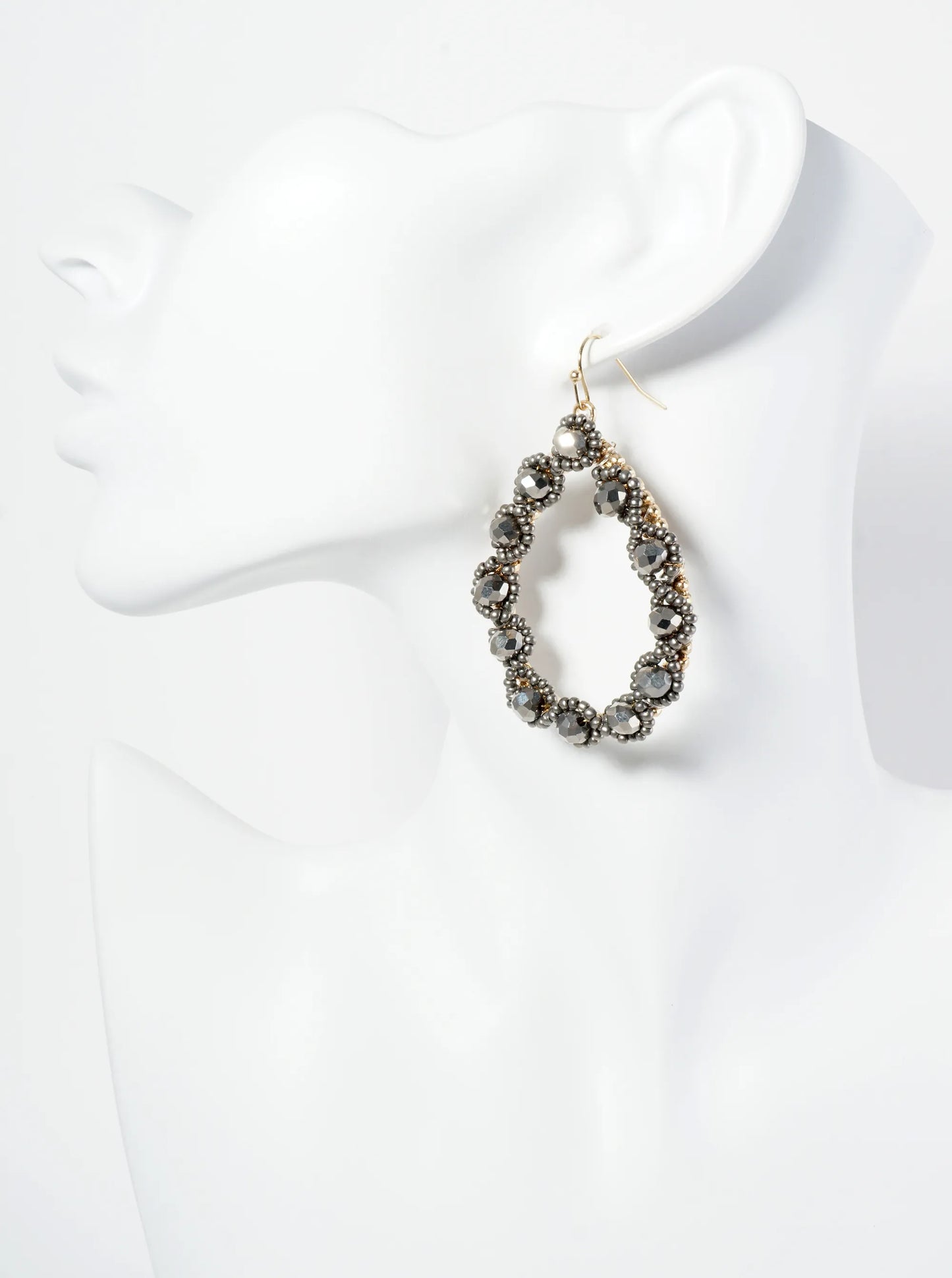 Faceted Glass Beaded Teardrop Dangle Drop Earrings