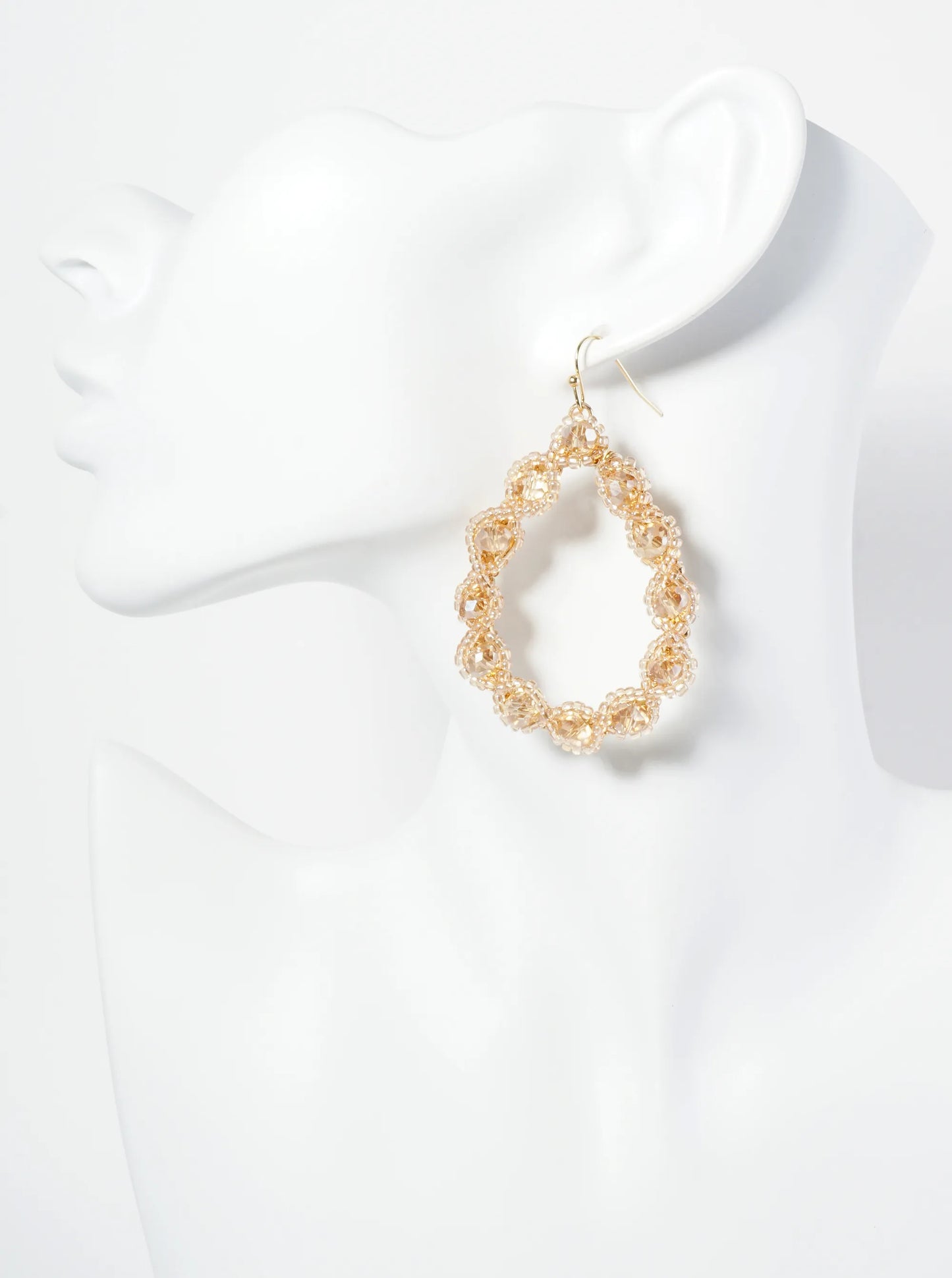 Faceted Glass Beaded Teardrop Dangle Drop Earrings